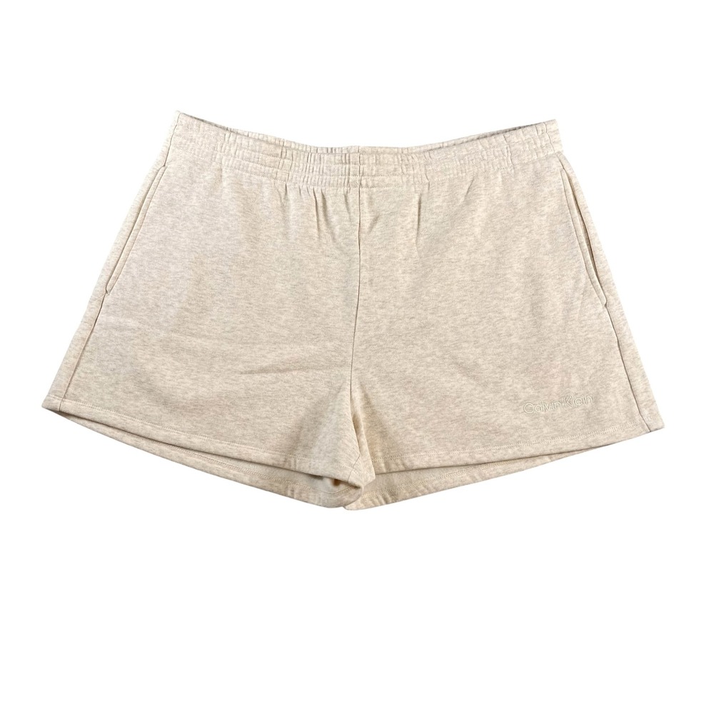 Calvin Klein Performance NWT Womens Size XL Heather Beige Fleece Sweat Shorts
